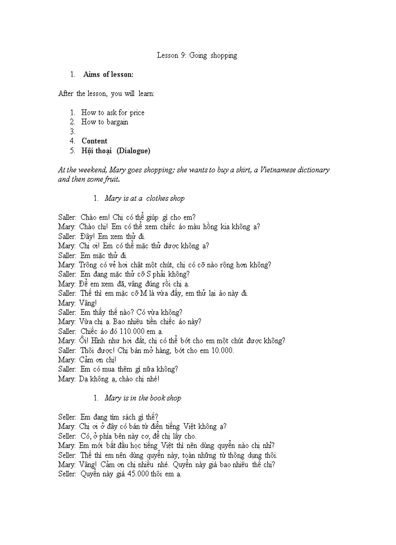 image for page Lesson 9 Going shopping