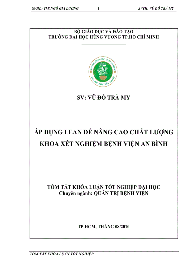 image for page Áp dụng lean để nâng cao chất lượng khoa xét nghiệm bệnh viện an bình