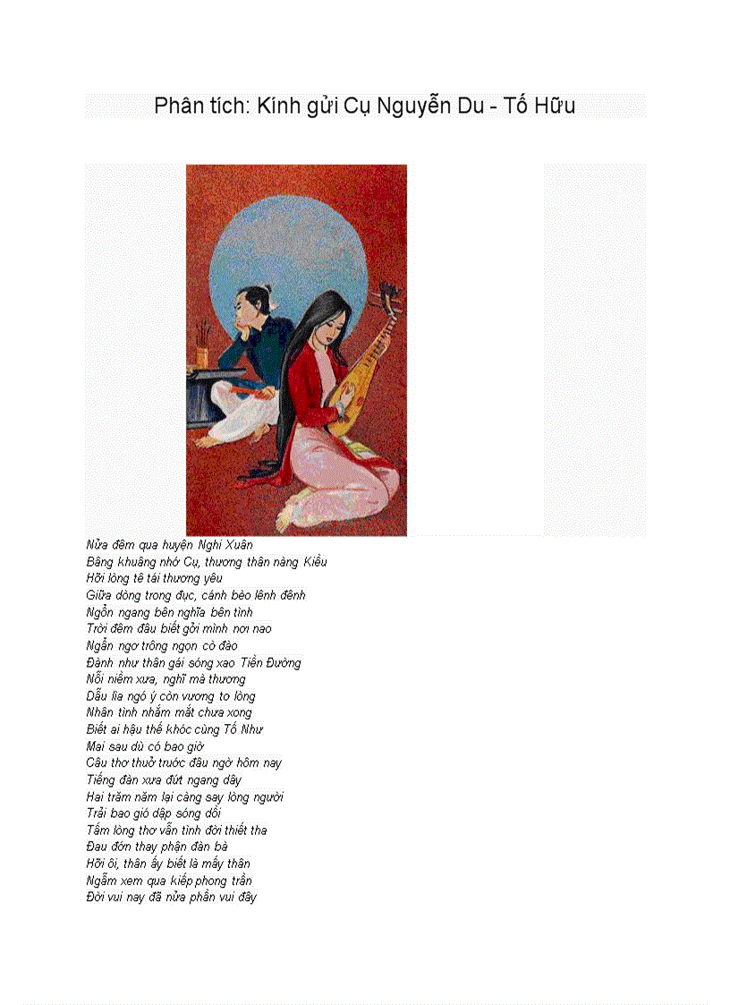 image for page Phân tích Kính gửi Cụ Nguyễn Du Tố Hữu