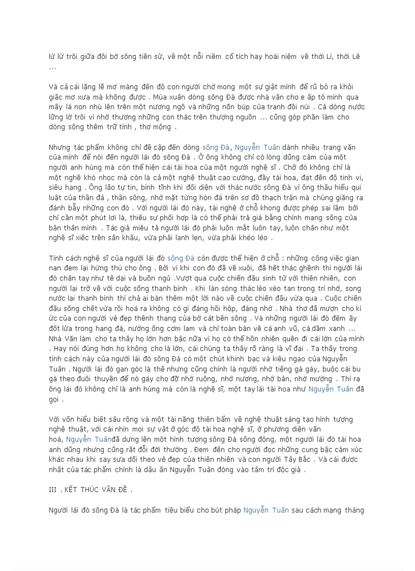 image for page Văn phong độc đáo và tình yêu quê hương đất nước trong tùy bút Người lái đò sông Đà