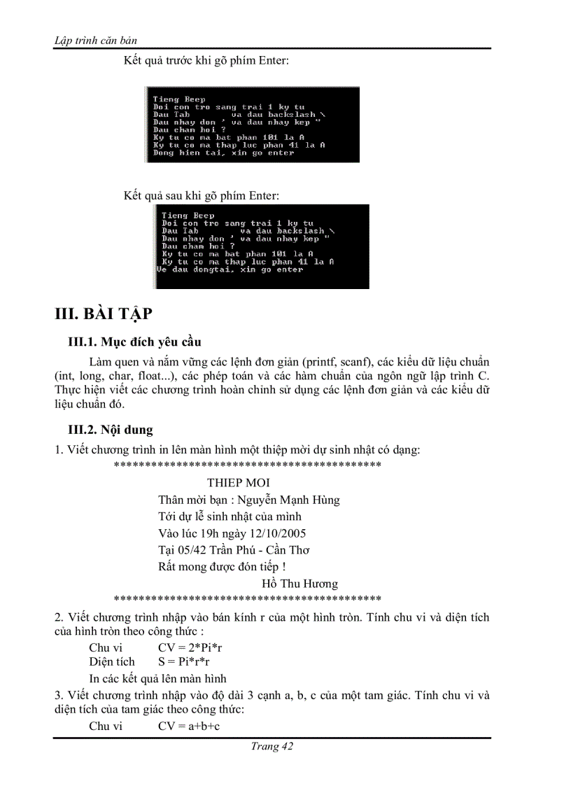 image for page Các câu lệnh đơn trong c