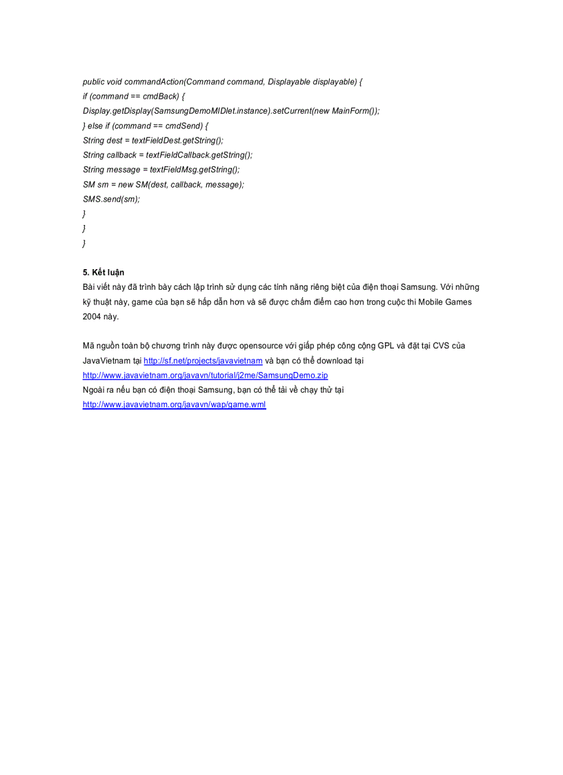 image for page Phát triển ứng dụng J2ME sử dụng các tính năng mở rộng của điện thoại Samsung