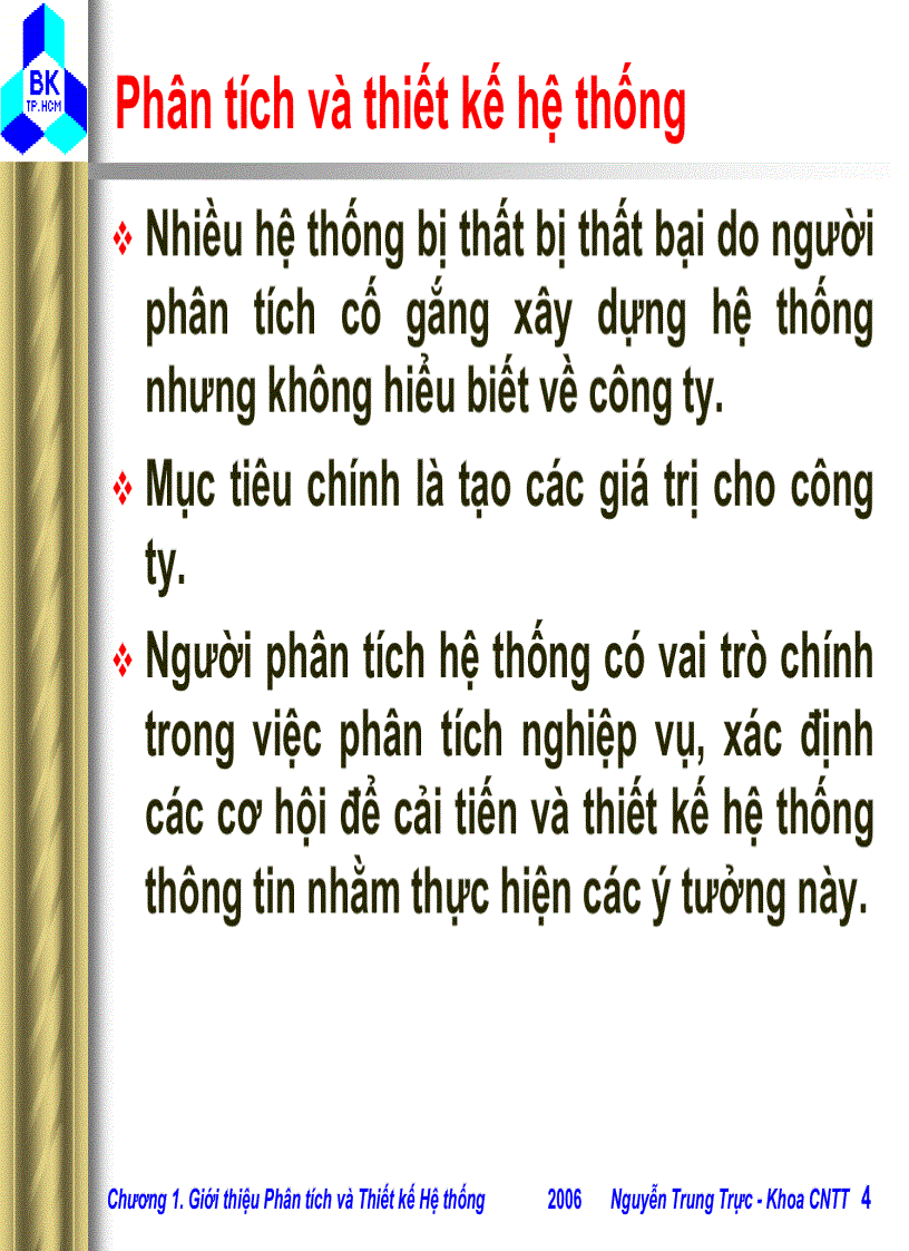 image for page Giới thiệu Phân tích vàThiết kế Hệ thống