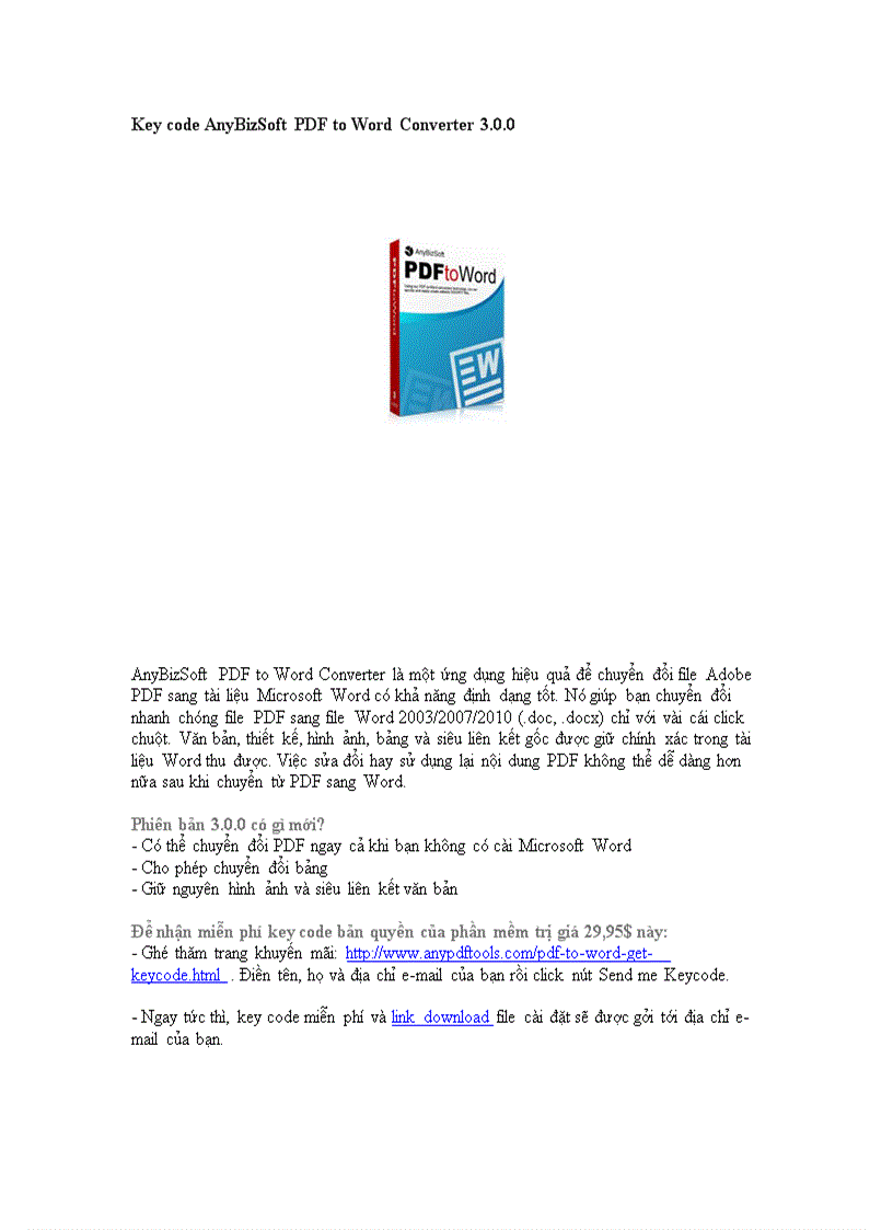image for page Key code AnyBizSoft PDF to Word Converter 3 0 0