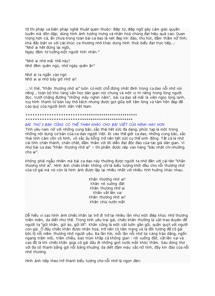 image for page Cảm nhận về bài ca dao KHăn thương nhớ ai