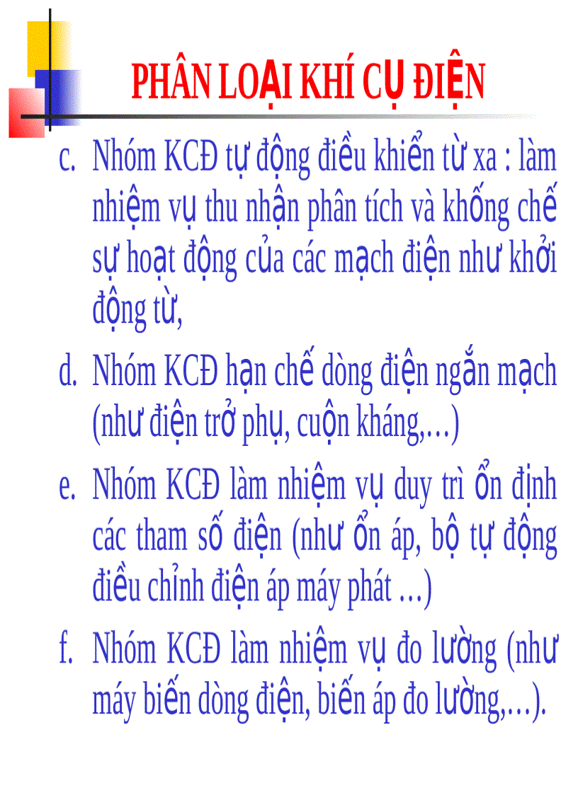 Khí cụ điện chương mở đầu