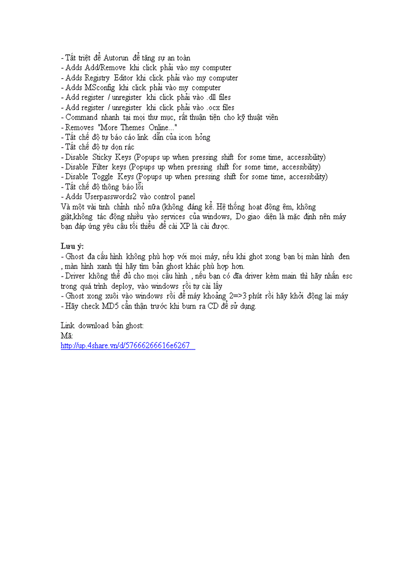 image for page 4share Ghost XP SP3 Allmain giao diện mặc định NoSoft