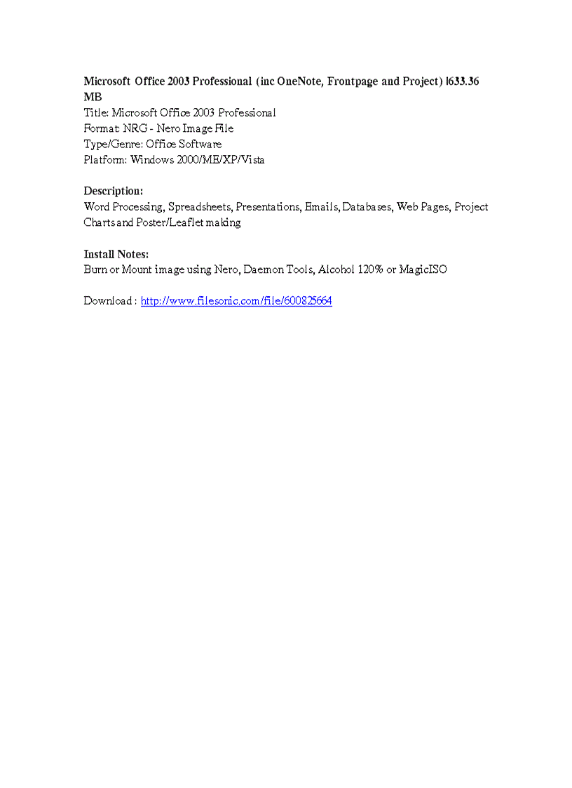 image for page Microsoft Office 2003 Professional