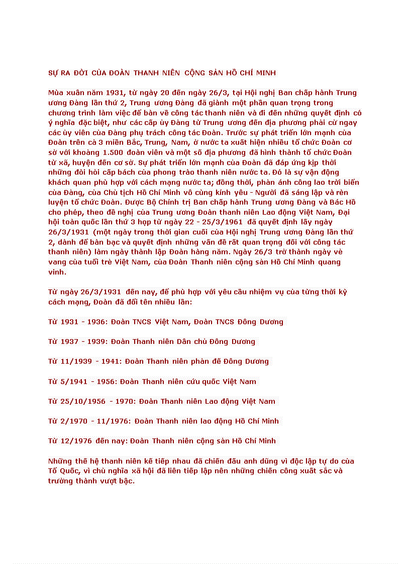 image for page 26 3 1931 Thành lập đoàn thanh niên cộng sản đông dương nay là đoàn thanh niên cộng sản Hồ Chí Minh