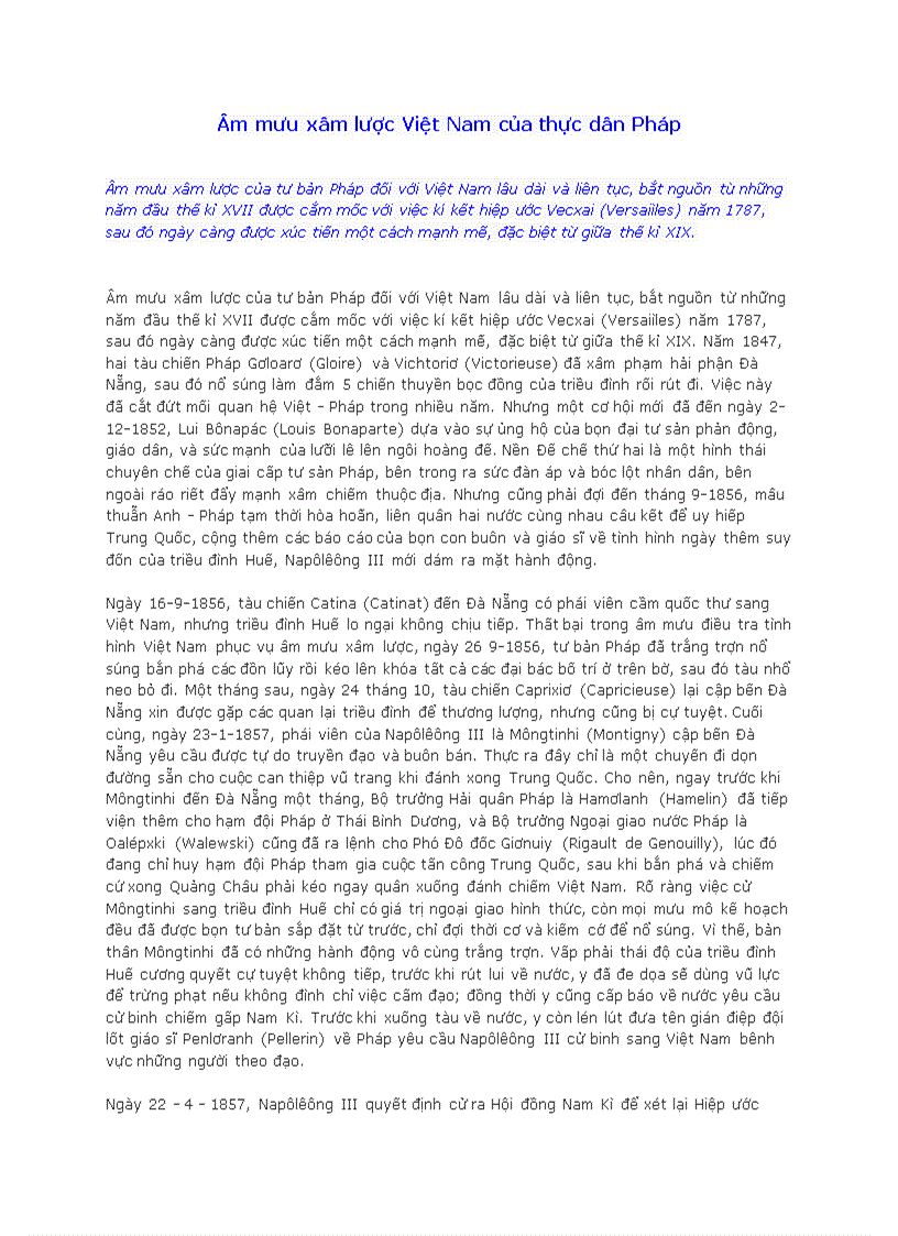 image for page Âm mưu xâm lược Việt Nam của thực dân Pháp