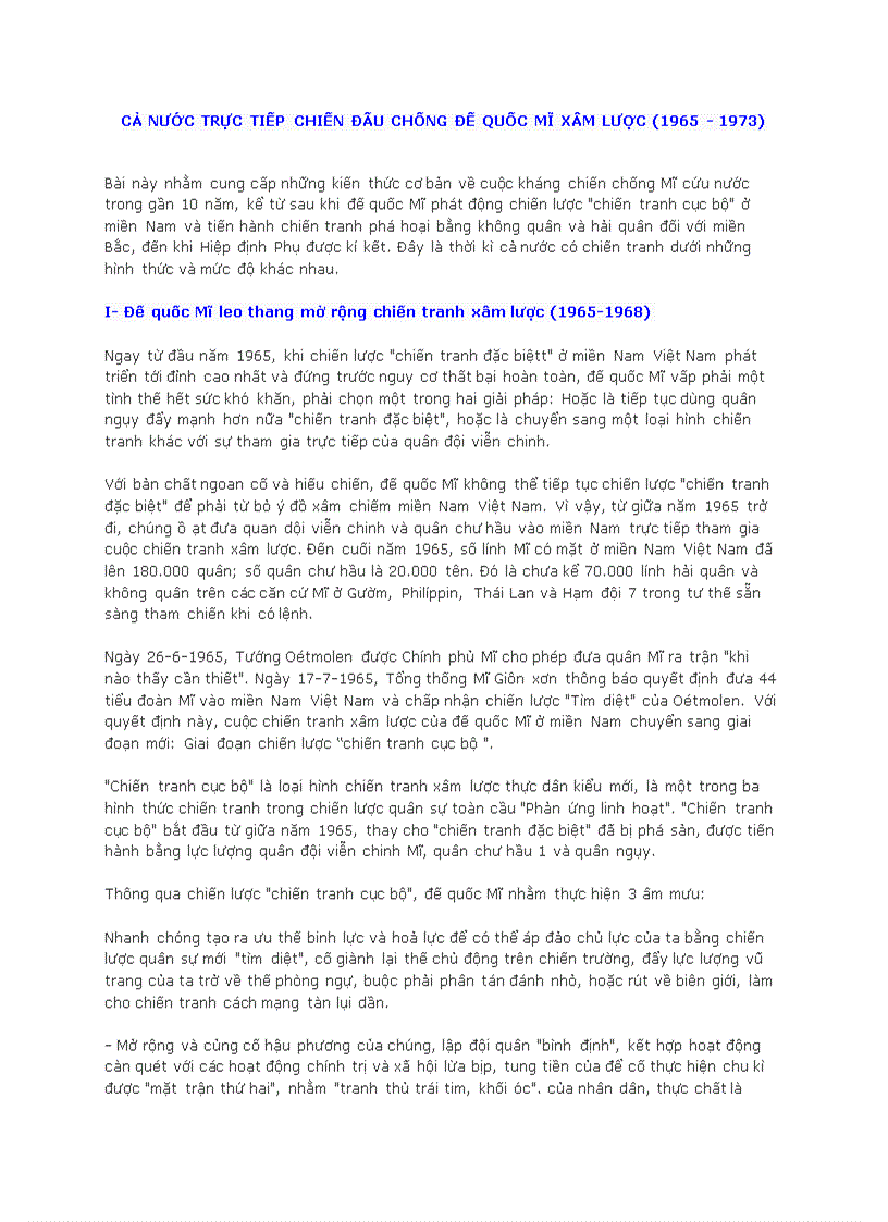 image for page Cả nước trực tiếp chiến đấu chống đế quốc mĩ xâm lược 1965 1973