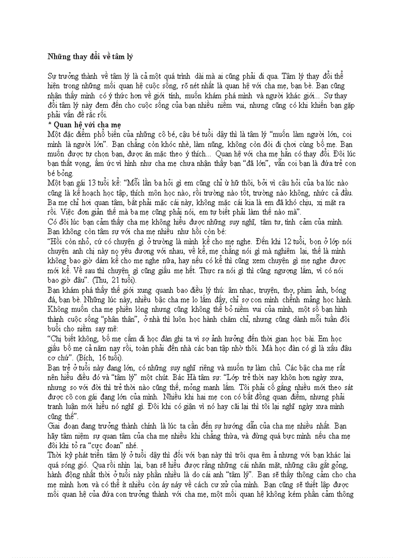 image for page Những thay đổi về tâm lý