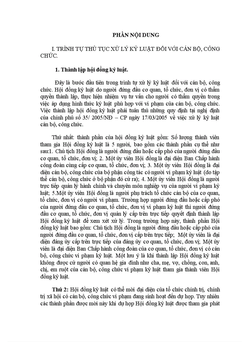 image for page Nêu trình tự thủ tục xử lý kỷ luật đối với cán bộ công chức