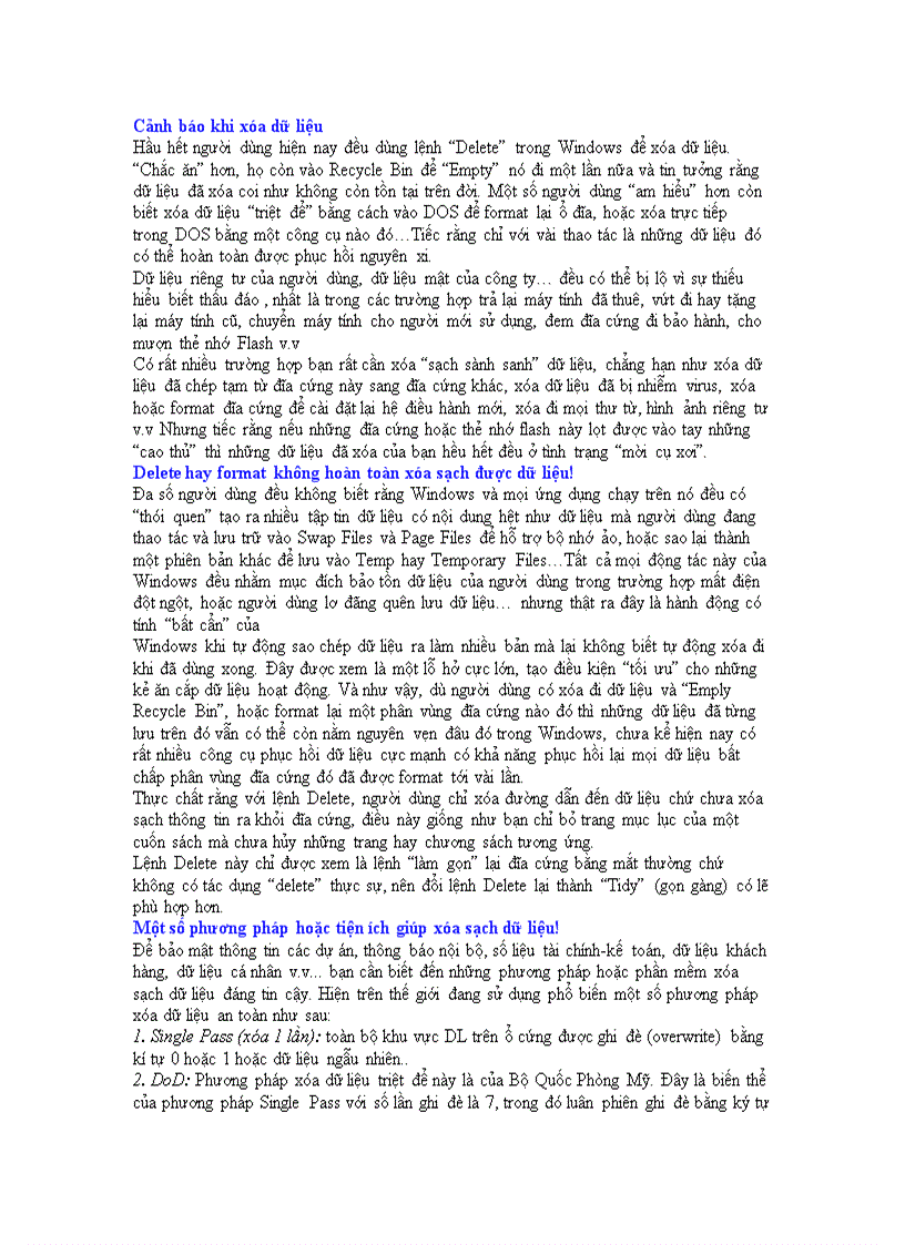 image for page Xóa dữ liệu triệt để bằng cách nào
