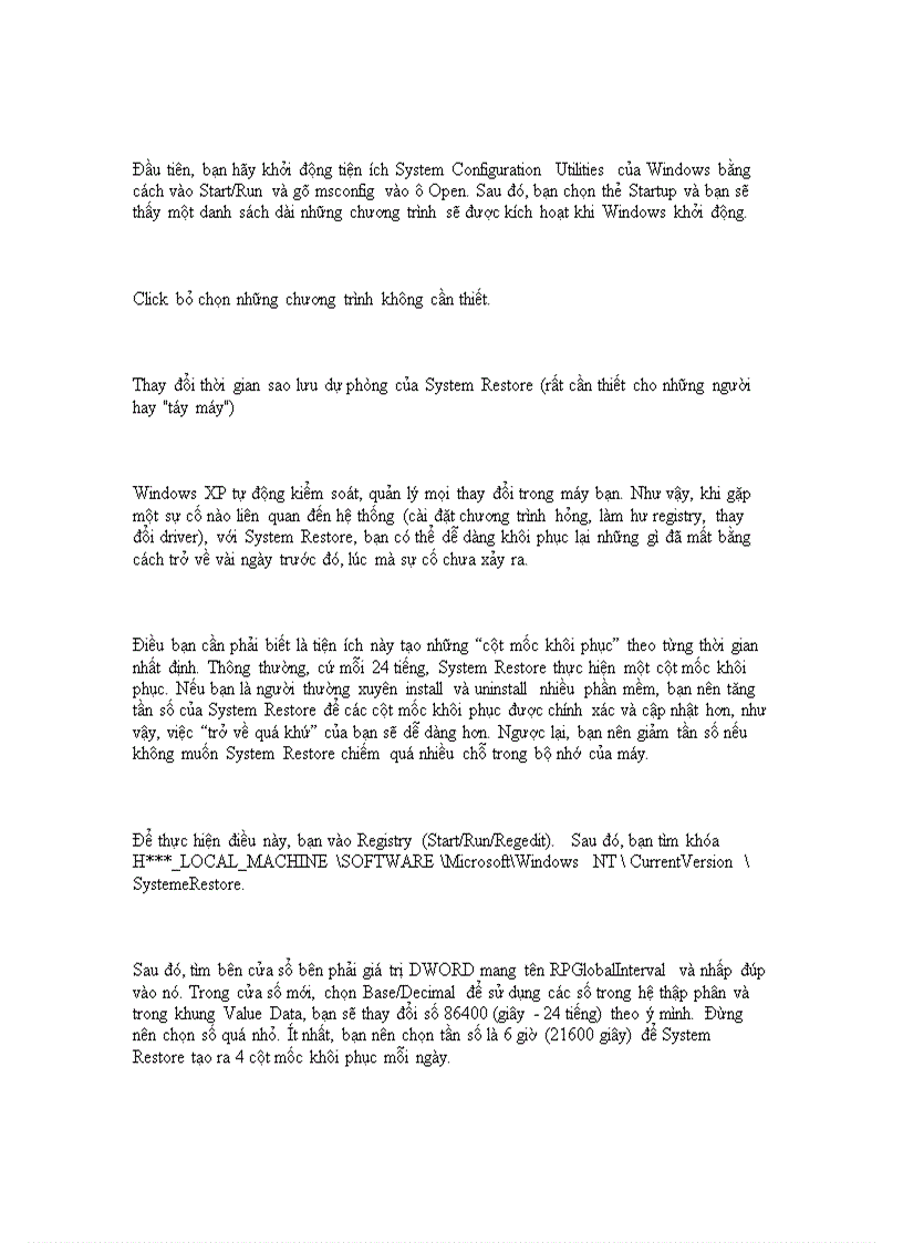 image for page Những thủ thuật tăng tốc Windows XP