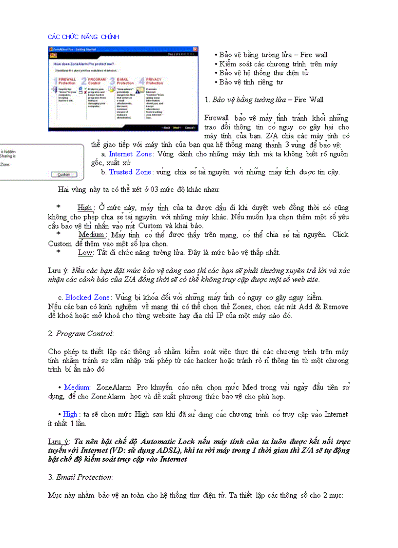image for page Hướng dẫn sử dụng phần mềm tường lửa cá nhân Zone Alarm