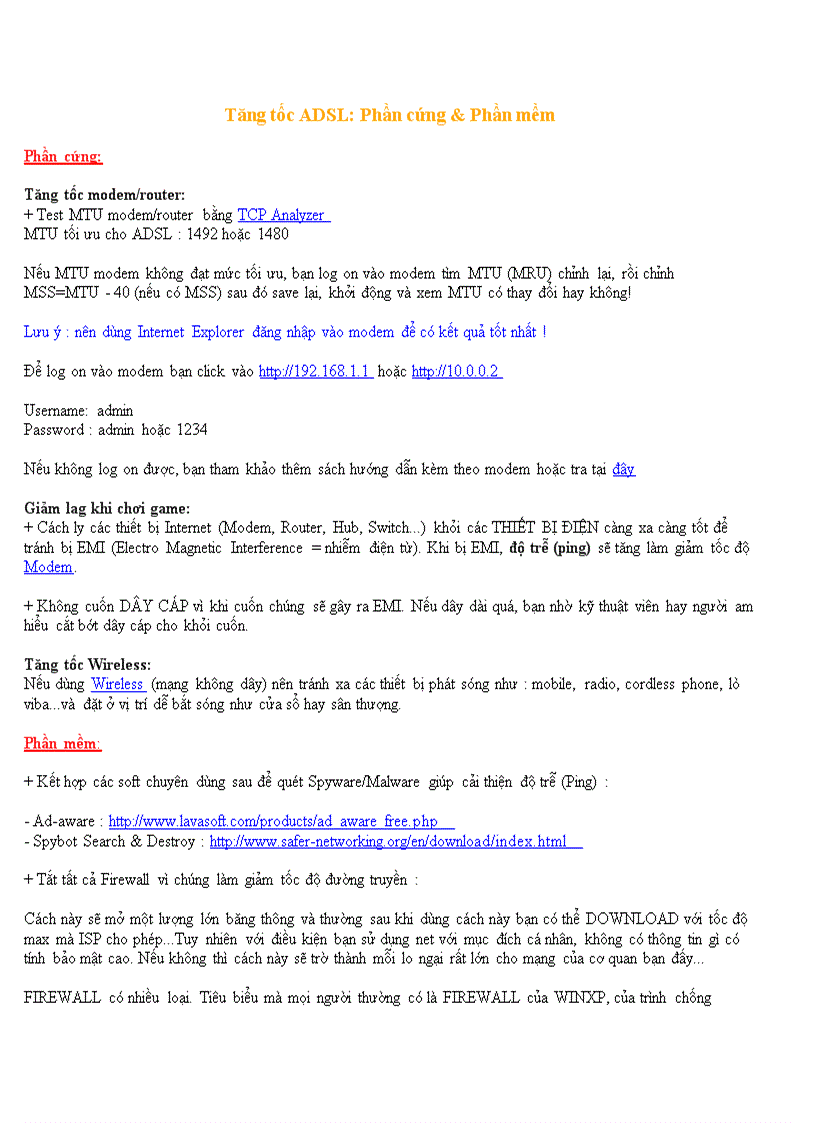image for page Tăng tốc độ ADSL Phần cứng và phần mềm