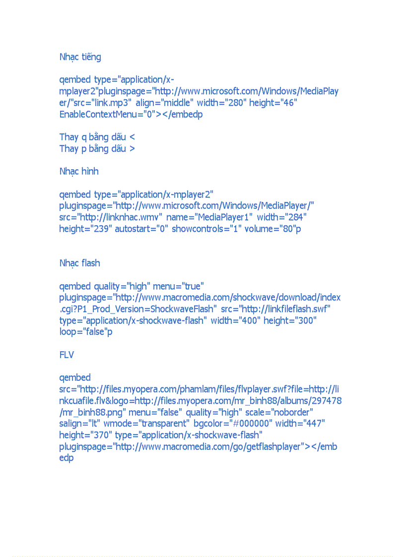 image for page Code chèn nhạc hình ảnh vào blog