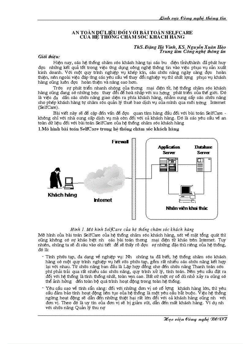 image for page An toàn dữ liệu đối với bài toán selfcare của hệ thống chăm sóc khách hàng
