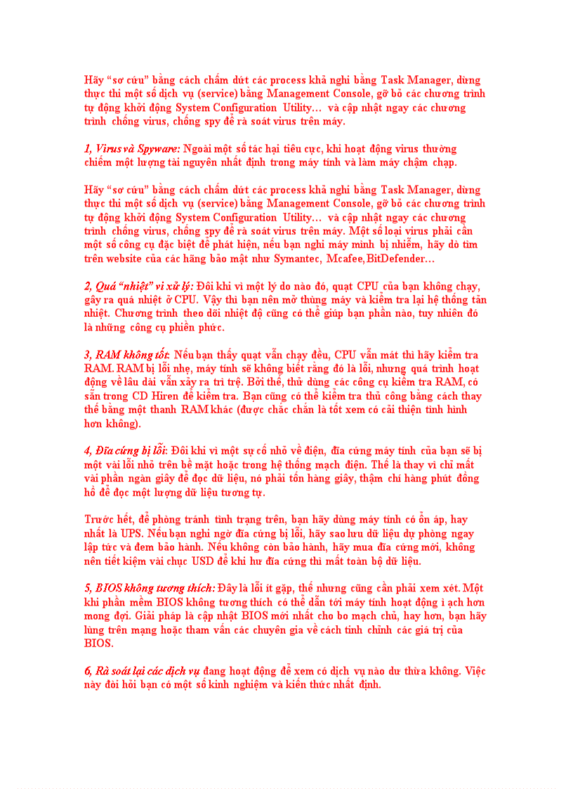 image for page Làm gì khi máy tính bỗng nhiên chậm chạp