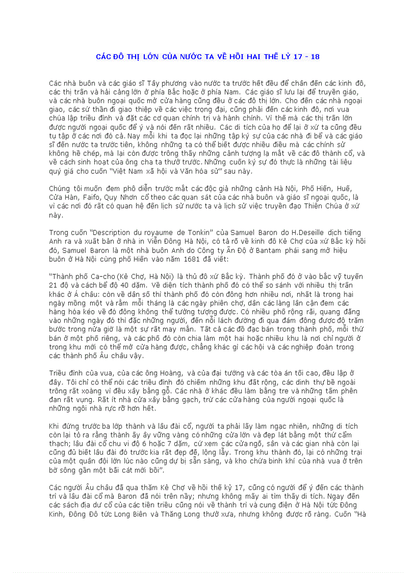 image for page Các đô thị lớn của nước ta về hồi hai thế lỷ 17 18