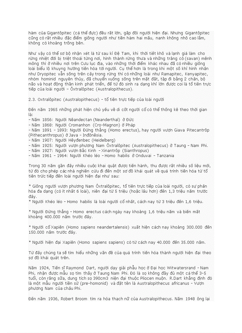 image for page CỔ NHÂN HỌC Human paleontology NGUỒN GỐC VÀ SỰ TIẾN HÓA CỦA LOÀI NGƯỜI VỀ SINH HỌC VÀ VĂN HÓA