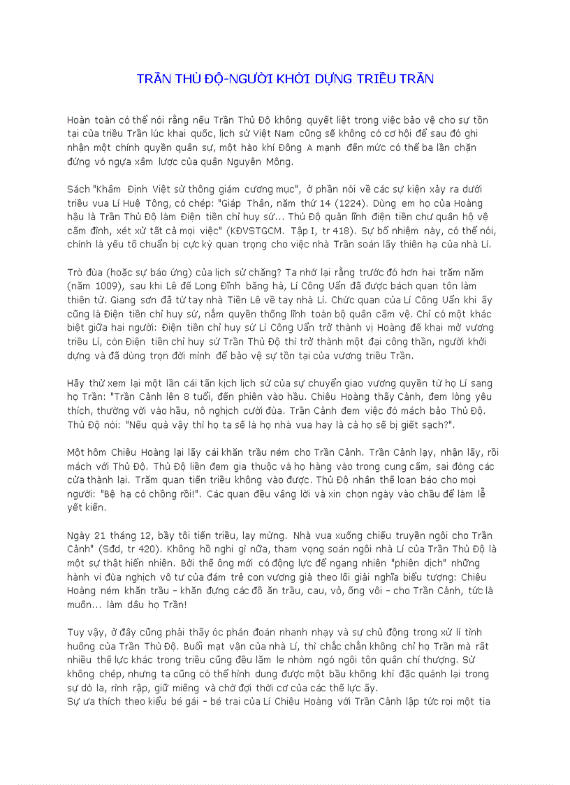 image for page Trần thủ độ người khởi dựng triều trần