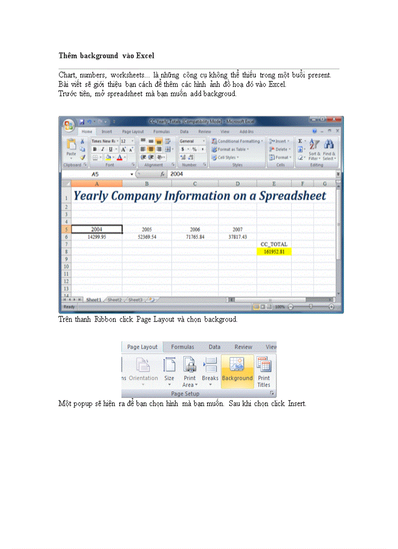 image for page Thêm background vào Excel