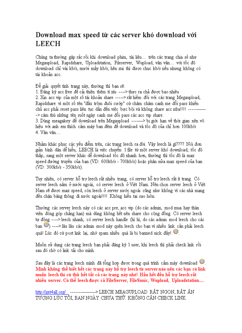 image for page Download max speed từ các server khó download với LEECH