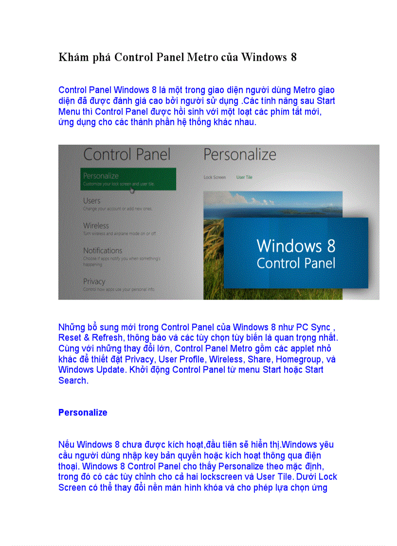 image for page Khám phá Control Panel Metro của Windows 8