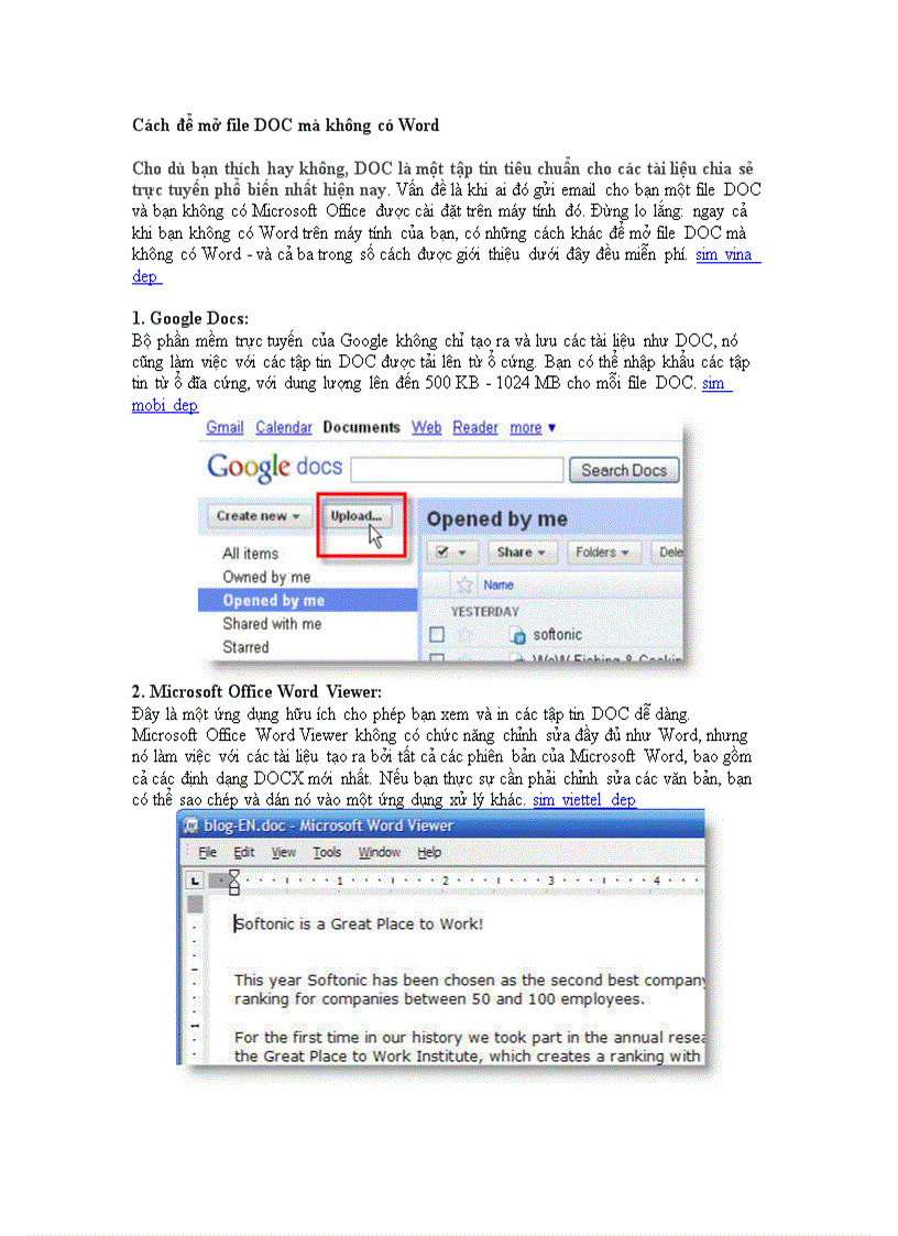 image for page Cách để mở file DOC mà không có Word