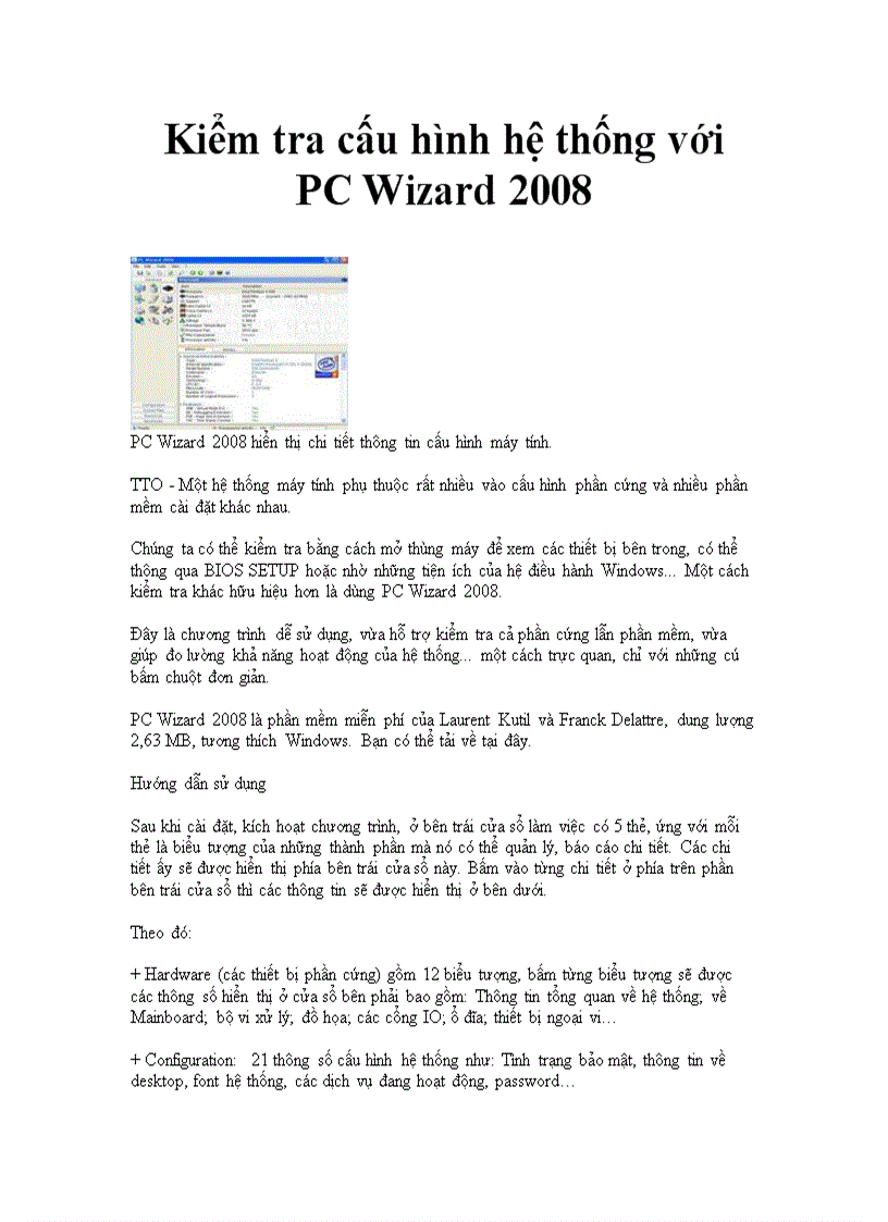 image for page Kiểm tra cấu hình hệ thống với PC Wizard 2008