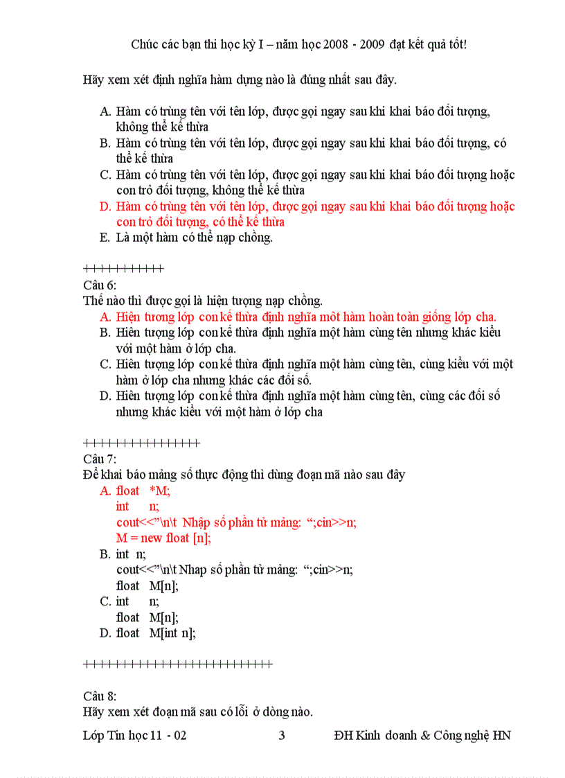 image for page Câu hỏi trắc nghiệm môn lập trình hướng đối tượng Đọc thêm Công nghệ thông tin