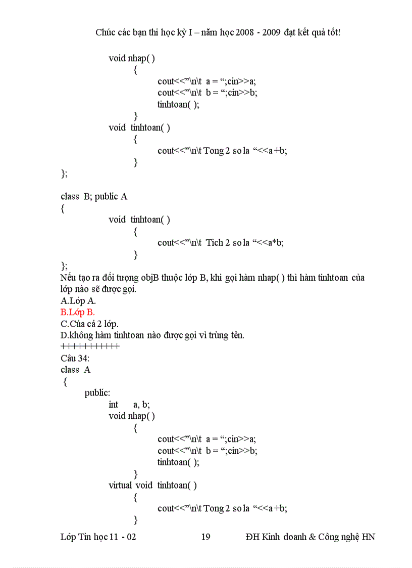 image for page Câu hỏi trắc nghiệm môn lập trình hướng đối tượng Đọc thêm Công nghệ thông tin