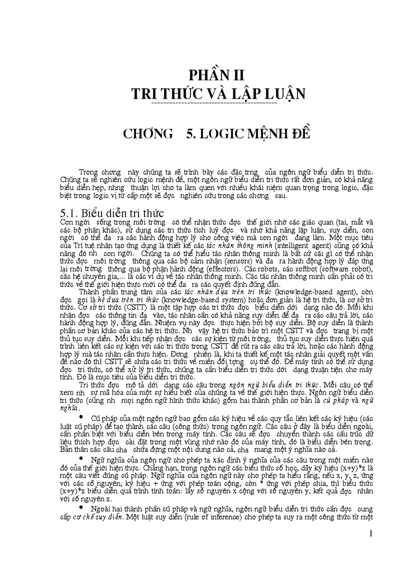 image for page Trí tuệ nhân tạo Phần 2 Tri thức và lập luận