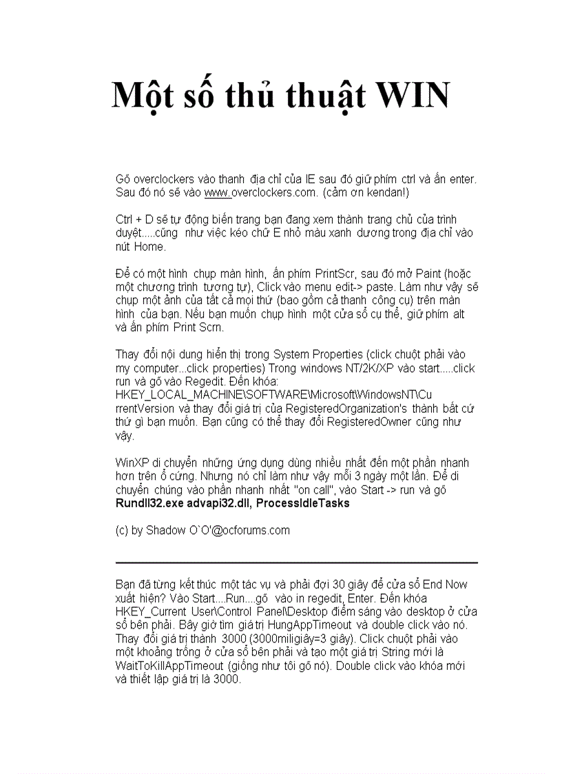 image for page Một số thủ thuật Win