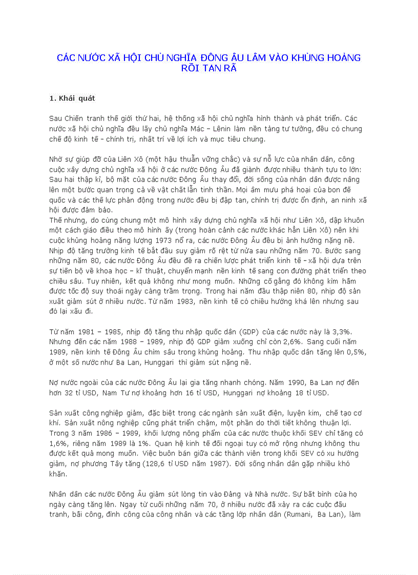 image for page Các nước xã hội chủ nghĩa đông âu lâm vào khủng hoảng rồi tan rã