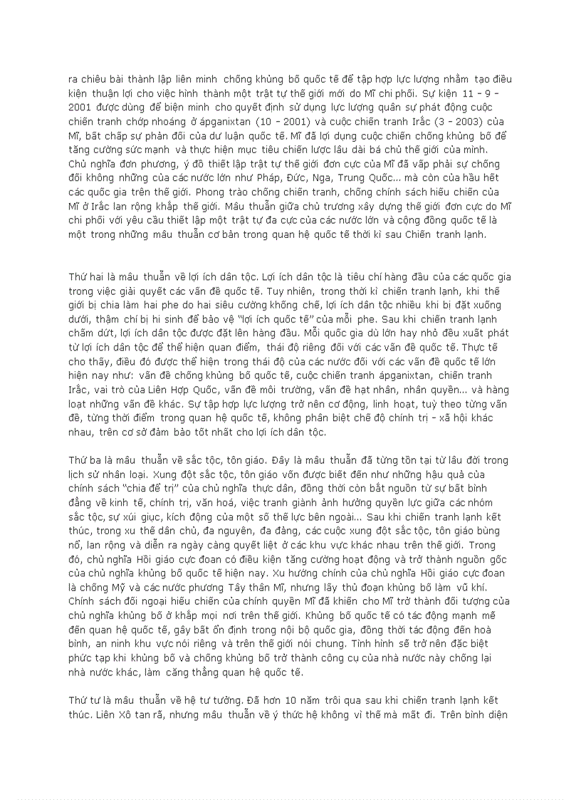 image for page Mâu thuẫn trong quan hệ quốc tế sau chiến tranh lạnh