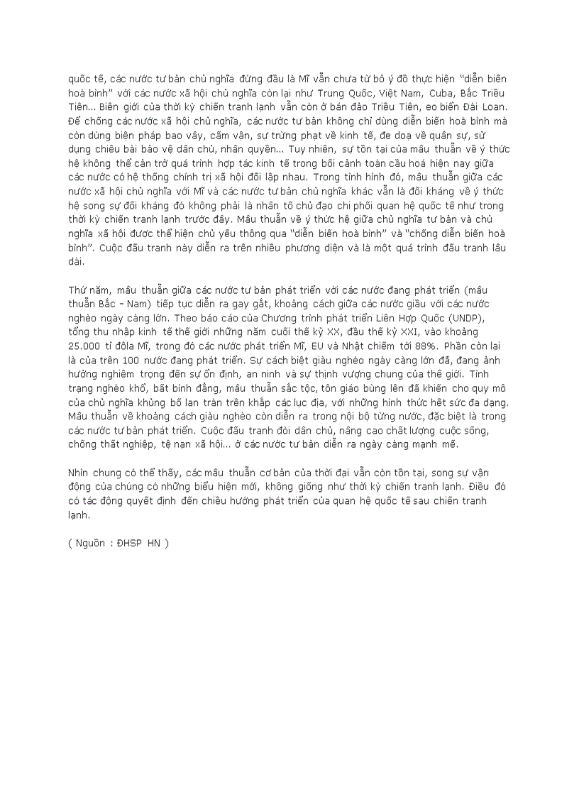 image for page Mâu thuẫn trong quan hệ quốc tế sau chiến tranh lạnh
