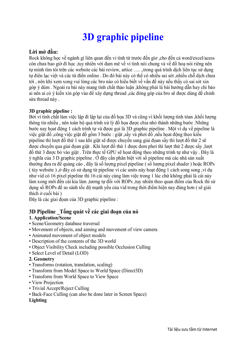 image for page 3D graphic pipeline