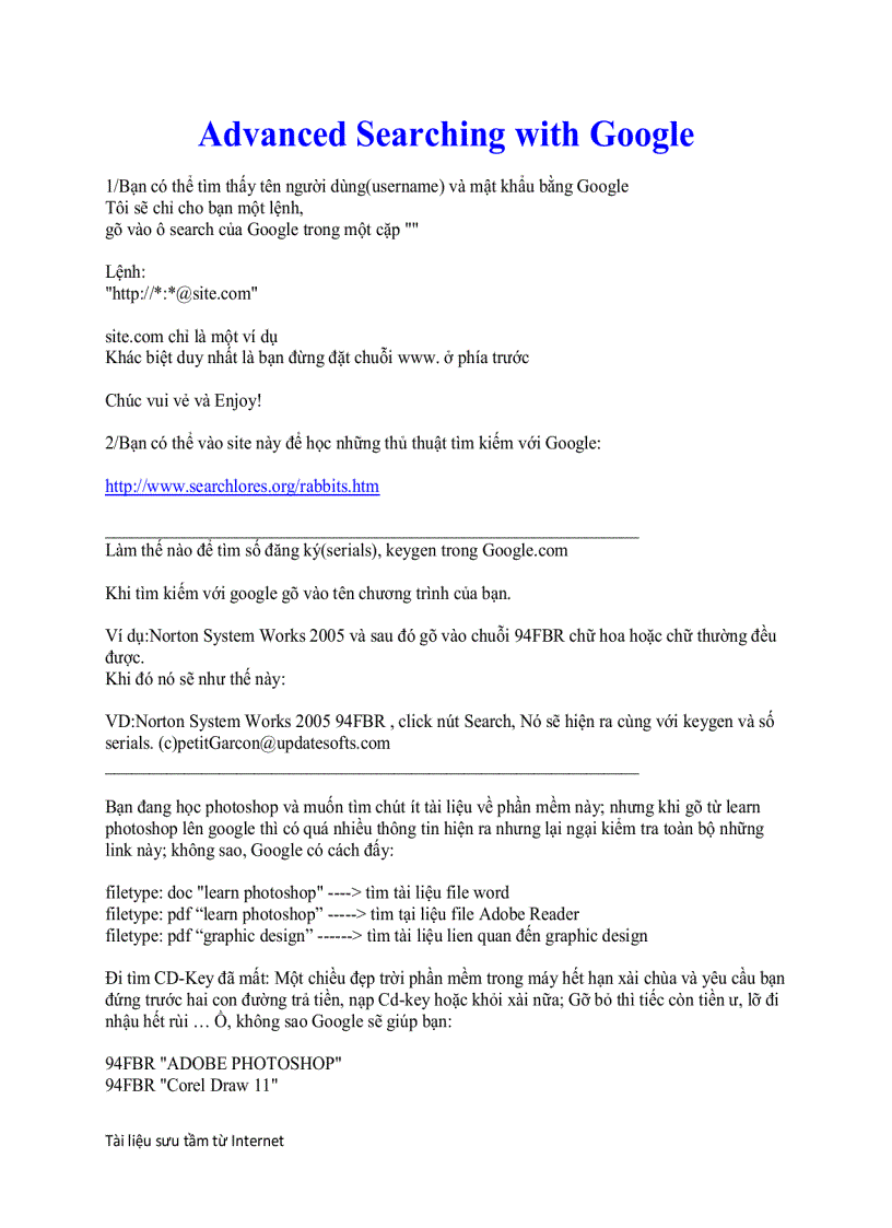 image for page Advanced Searching with Google