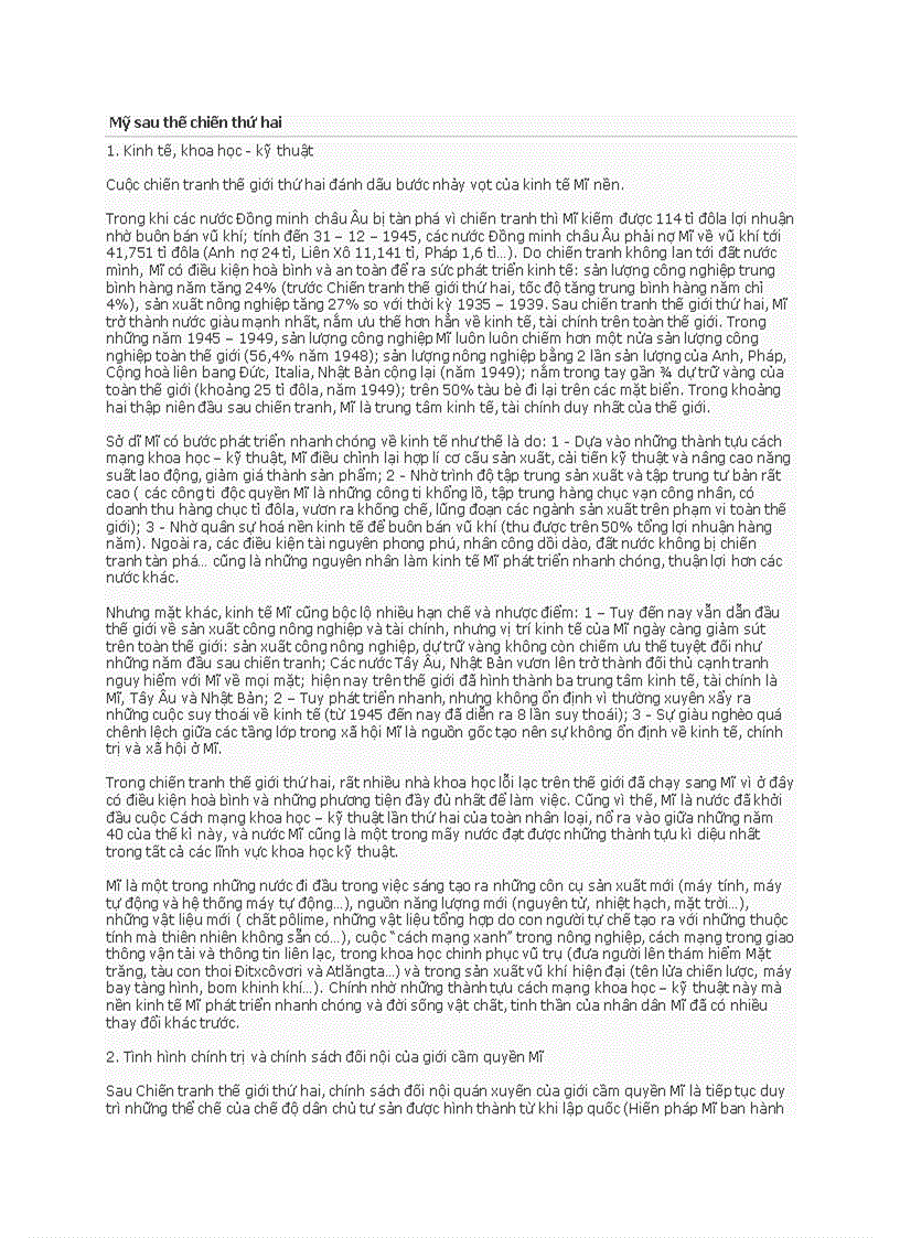 image for page Mỹ sau thế chiến thứ hai