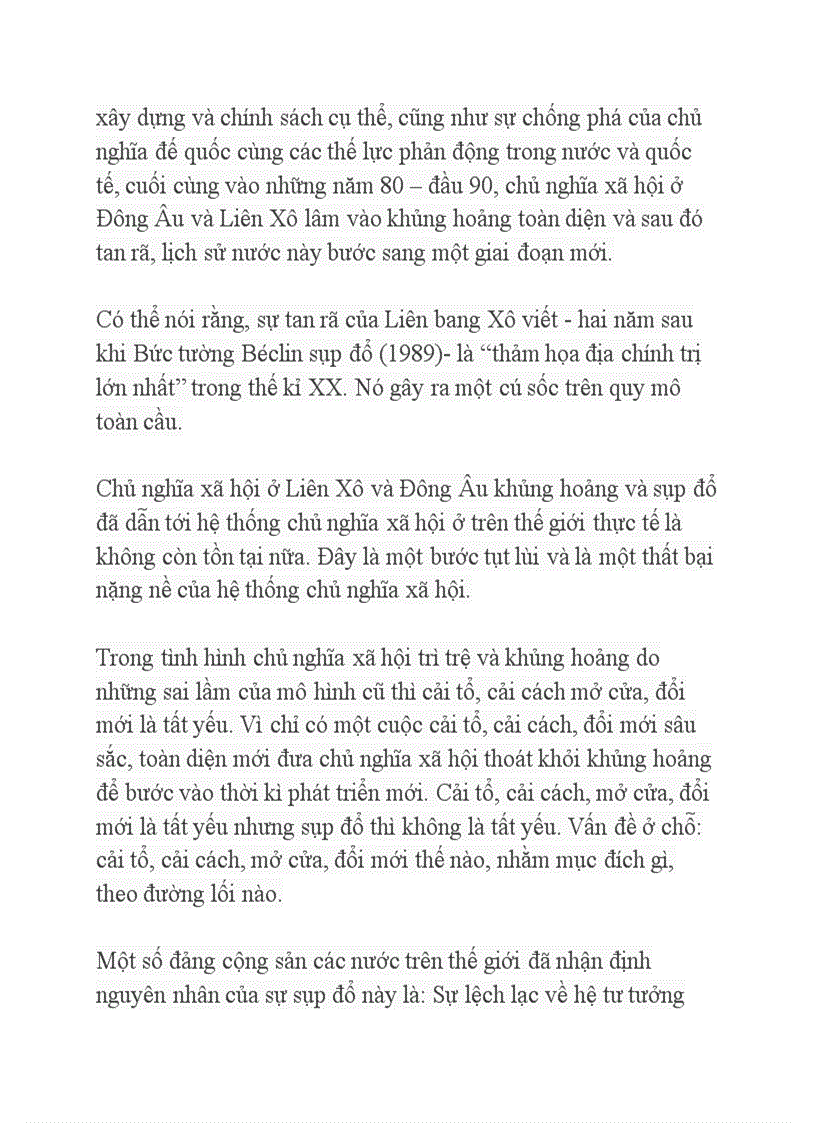 image for page Nguyên nhân khủng hoảng sụp đổ của chủ nghĩa xã hội ở liên xô và đông âu