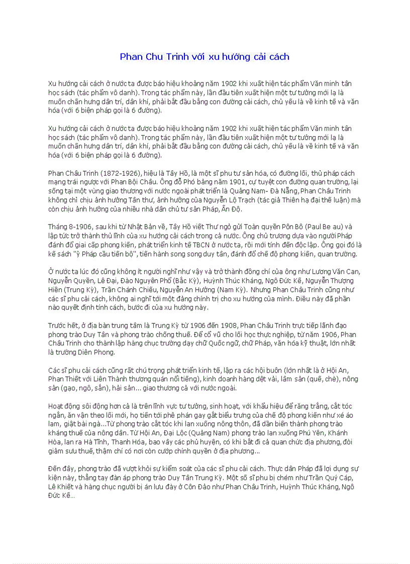 image for page Phan Chu Trinh với xu hướng cải cách