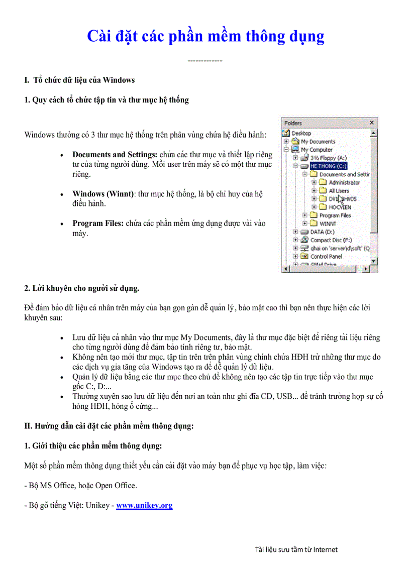 image for page Cài đặt các phần mềm thông dụng