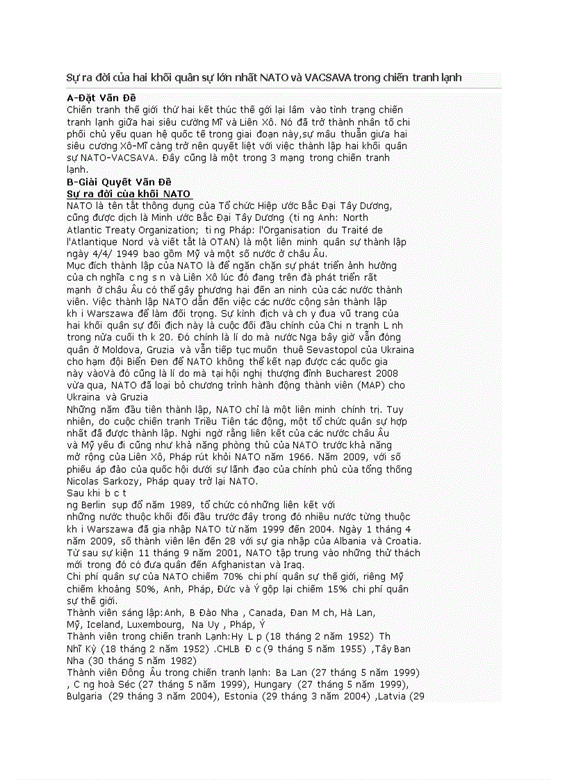image for page Sự ra đời của hai khối quân sự lớn nhất NATO và VACSAVA trong chiến tranh lạnh