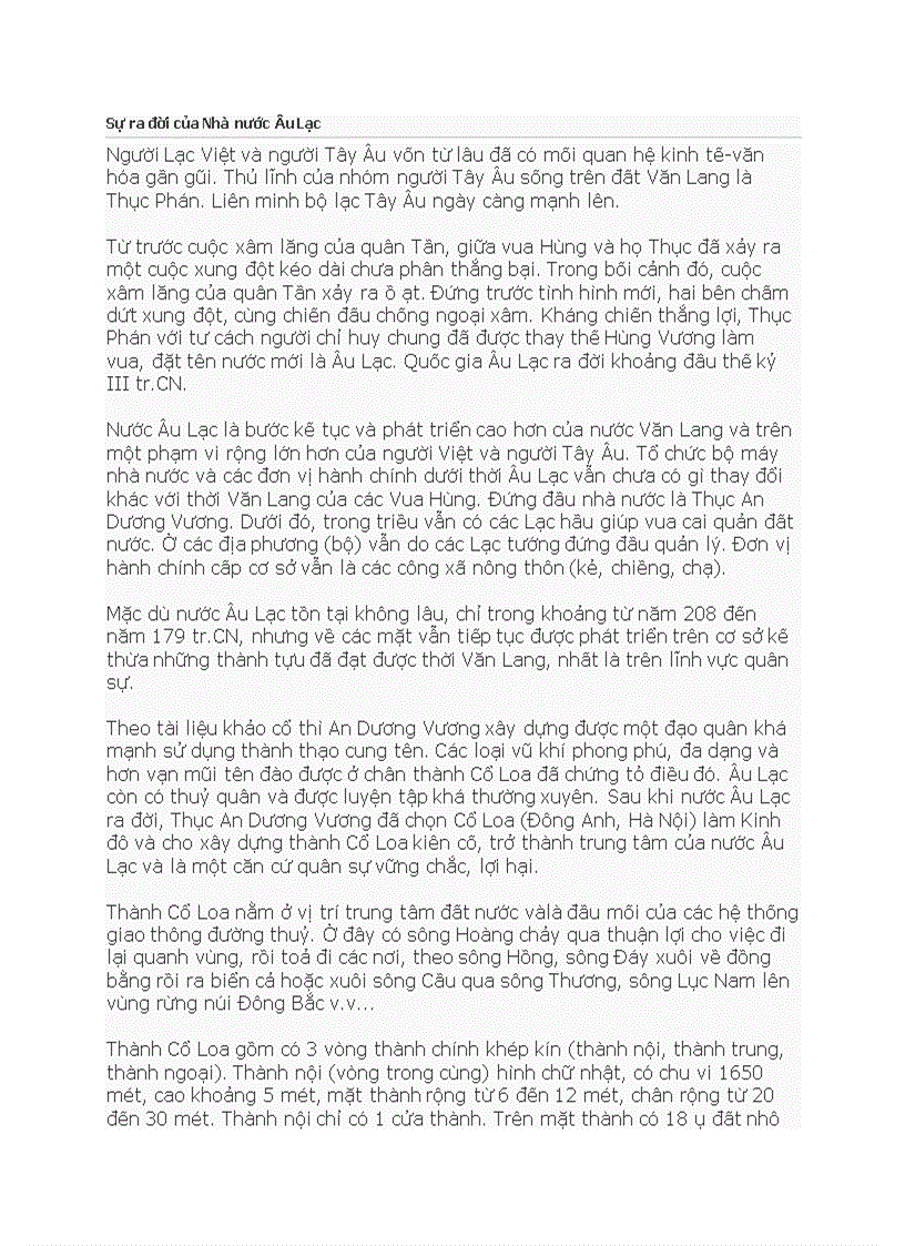 image for page Sự ra đời của Nhà nước Âu Lạc