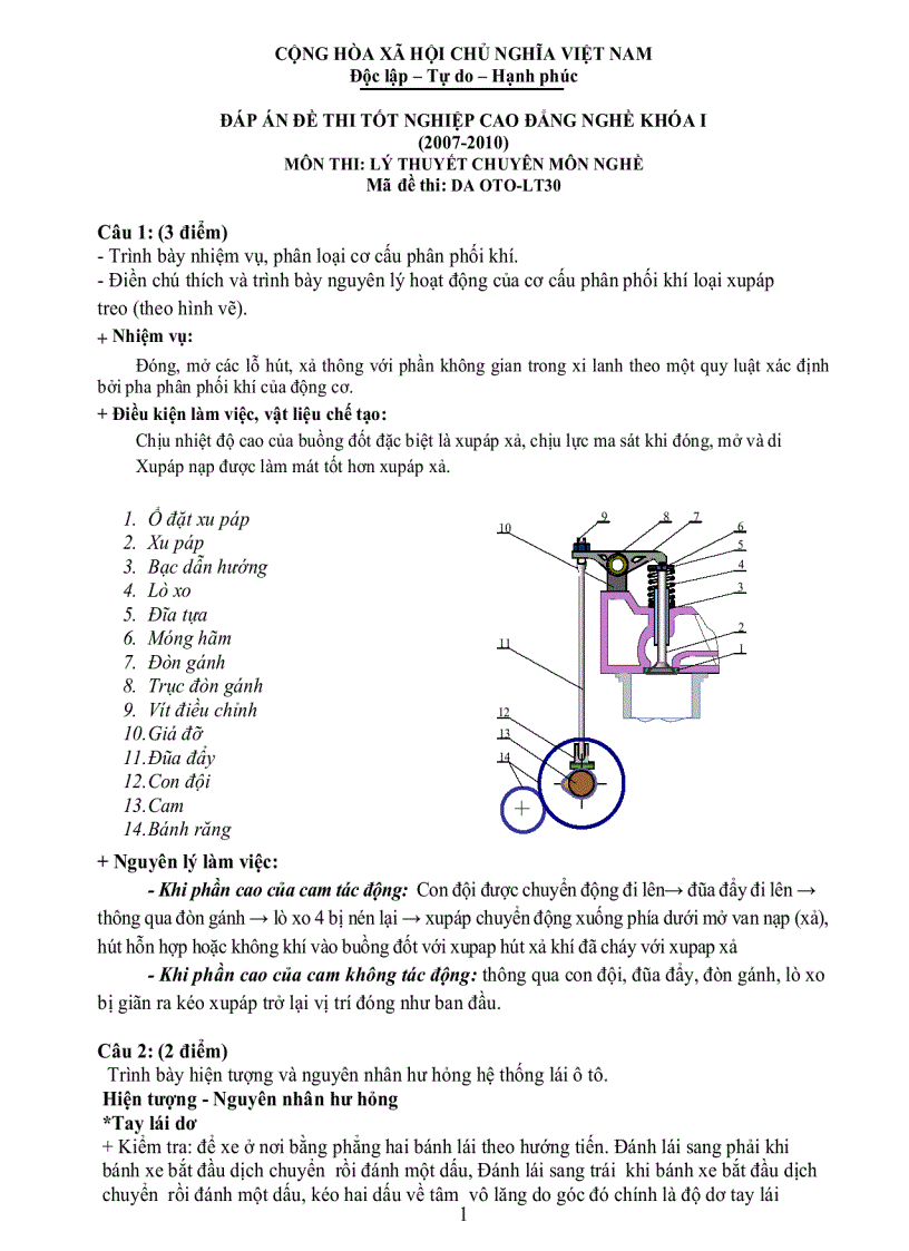 image for page Đáp án lý thuyết công nghệ ô tô 30