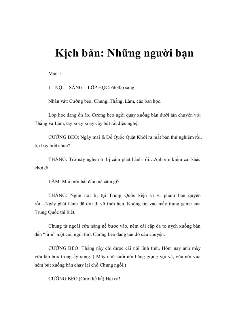 image for page Kịch bản Những người bạn