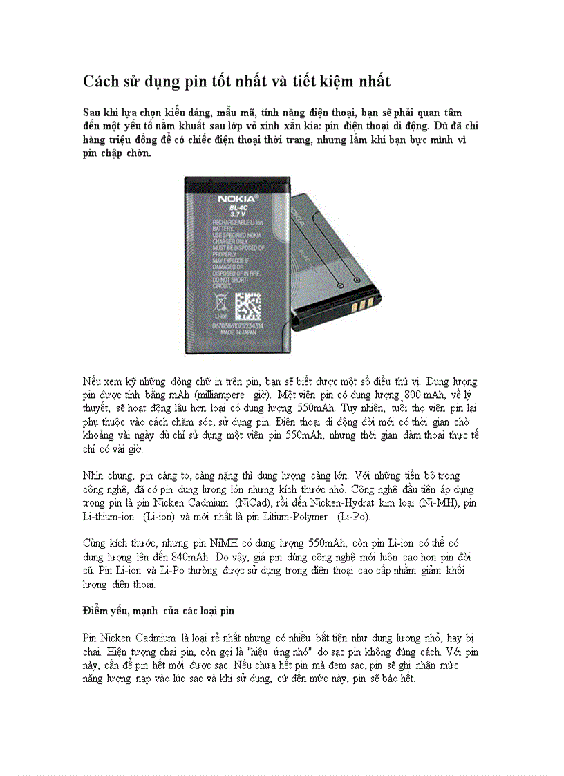 image for page Cách sử dụng pin tốt nhất và tiết kiệm nhất